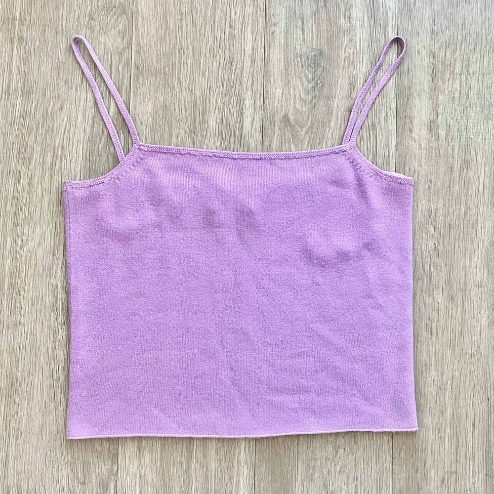 ESPRIT Y2K Vintage Purple Knit Spaghetti Strap Crop Cami Top Size Medium